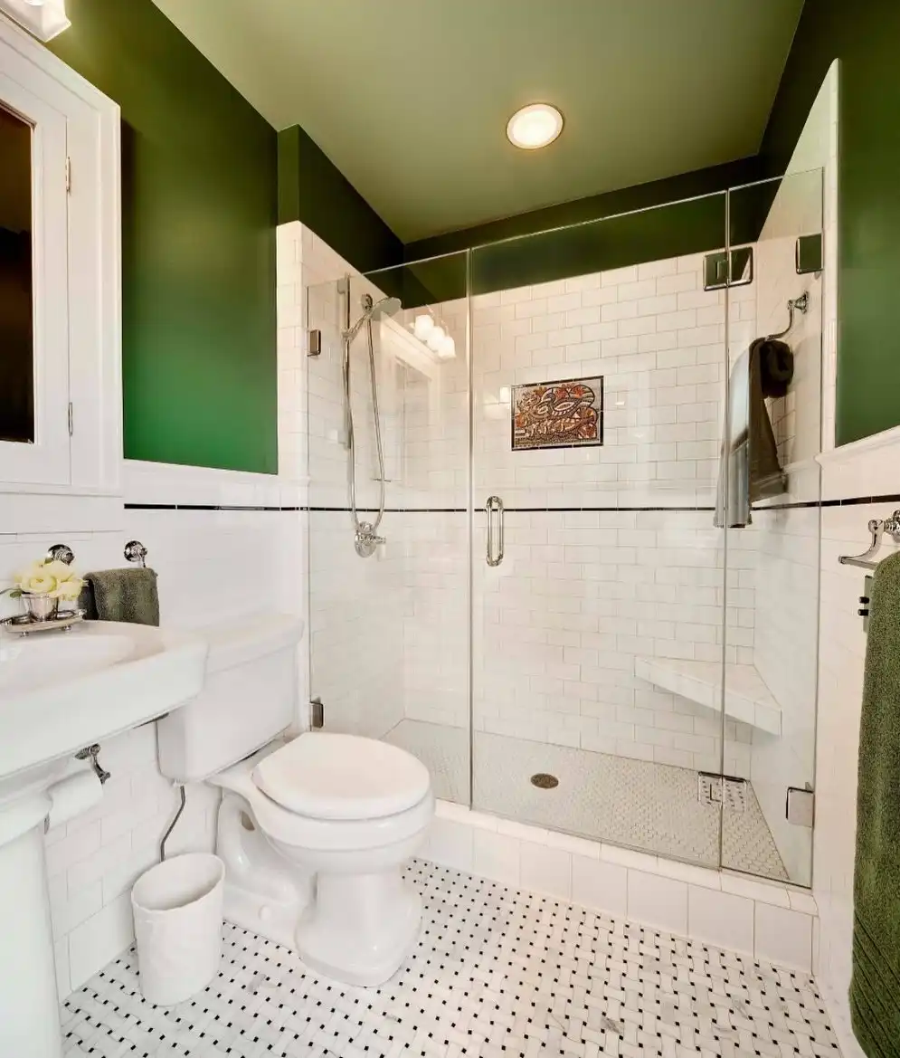 bathroom remodel project with white tile