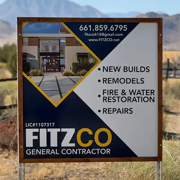 advertising sign for Fitzco General Contractor