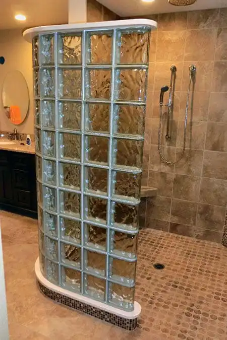 glass blocks shower wall